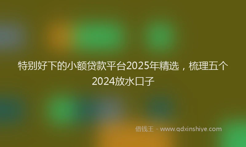 特别好下的小额贷款平台2025年精选，梳理五个2024放水口子