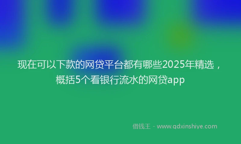 现在可以下款的网贷平台都有哪些2025年精选，概括5个看银行流水的网贷app