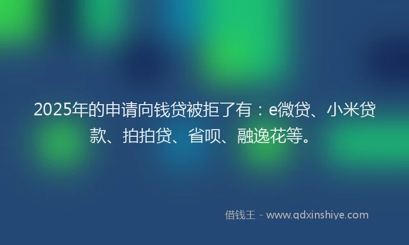 2025年的申请向钱贷被拒了有：e微贷、小米贷款、拍拍贷、省呗、融逸花等。