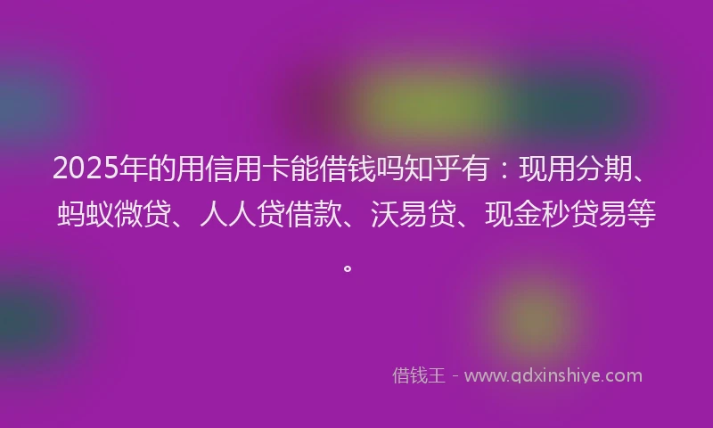 2025年的用信用卡能借钱吗知乎有：现用分期、蚂蚁微贷、人人贷借款、沃易贷、现金秒贷易等。