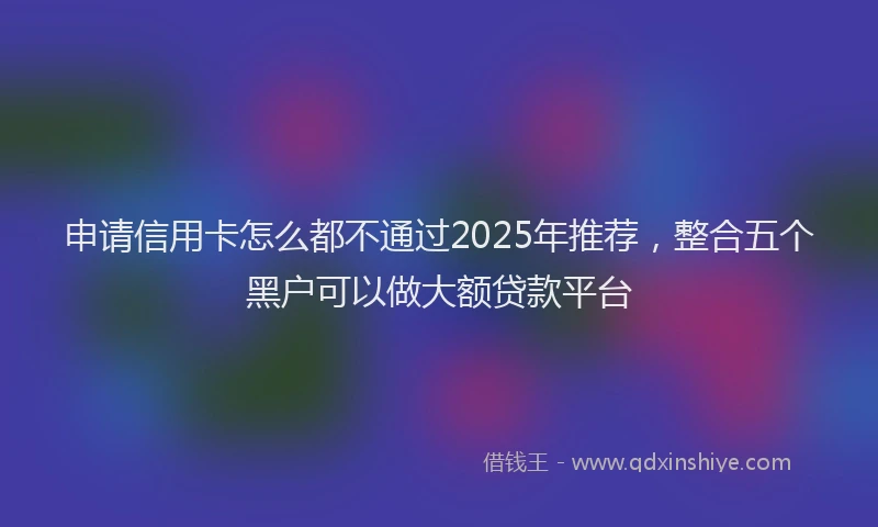 申请信用卡怎么都不通过2025年推荐，整合五个黑户可以做大额贷款平台