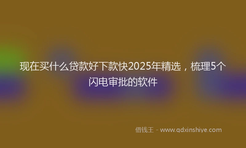现在买什么贷款好下款快2025年精选，梳理5个闪电审批的软件