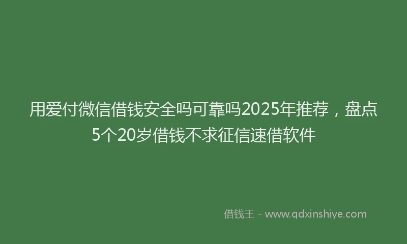 用爱付微信借钱安全吗可靠吗2025年推荐，盘点5个20岁借钱不求征信速借软件