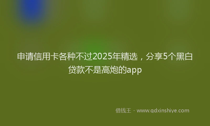 申请信用卡各种不过2025年精选，分享5个黑白贷款不是高炮的app