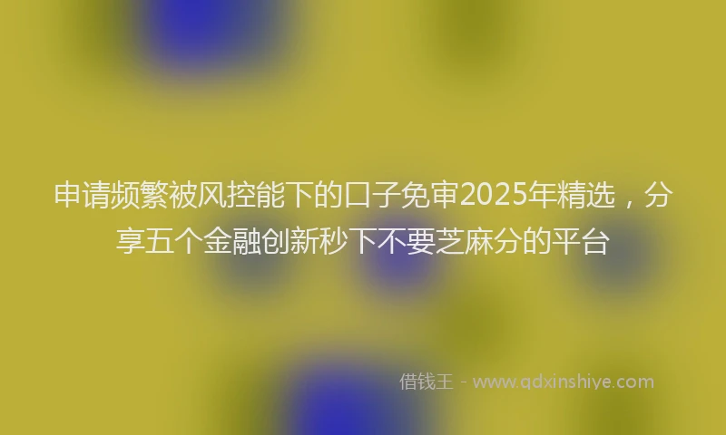 申请频繁被风控能下的口子免审2025年精选，分享五个金融创新秒下不要芝麻分的平台