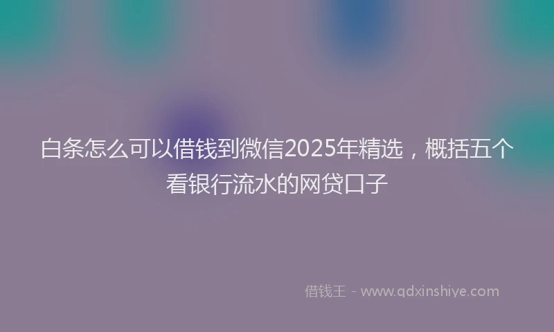 白条怎么可以借钱到微信2025年精选，概括五个看银行流水的网贷口子