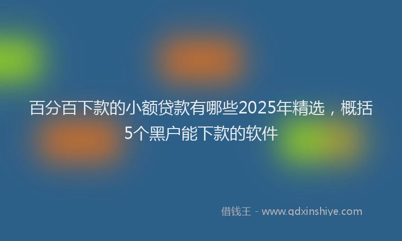 百分百下款的小额贷款有哪些2025年精选，概括5个黑户能下款的软件