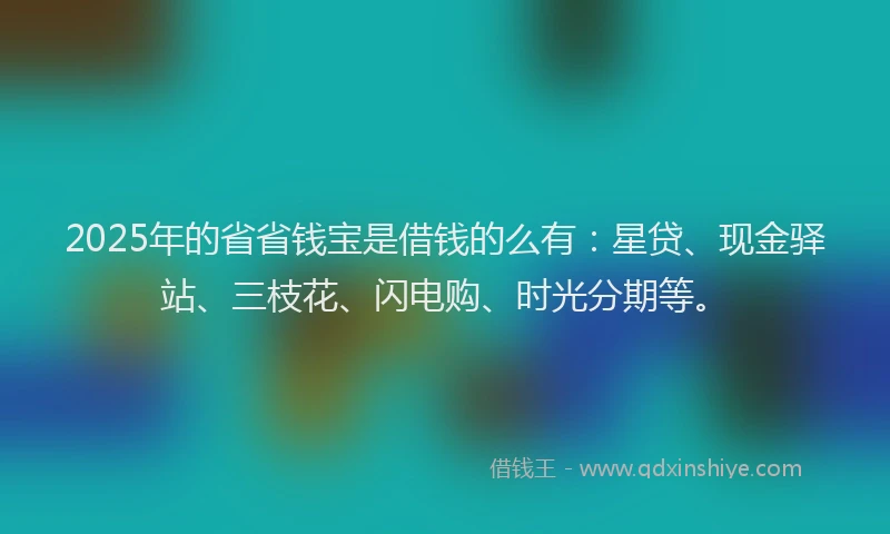 2025年的省省钱宝是借钱的么有：星贷、现金驿站、三枝花、闪电购、时光分期等。