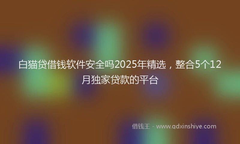 白猫贷借钱软件安全吗2025年精选，整合5个12月独家贷款的平台