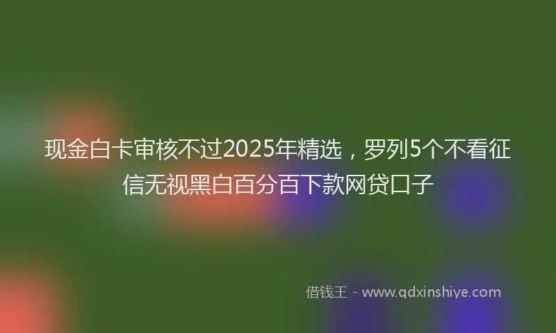 现金白卡审核不过2025年精选，罗列5个不看征信无视黑白百分百下款网贷口子