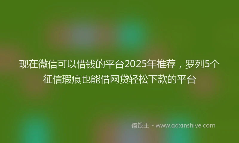 现在微信可以借钱的平台2025年推荐，罗列5个征信瑕疵也能借网贷轻松下款的平台
