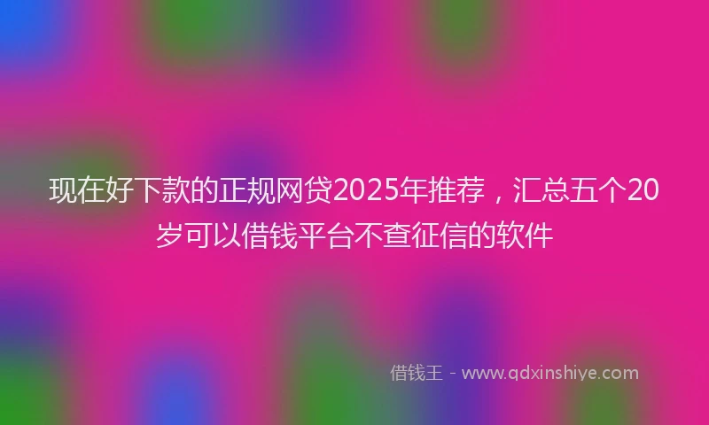 现在好下款的正规网贷2025年推荐，汇总五个20岁可以借钱平台不查征信的软件