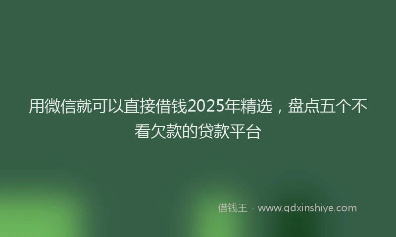 用微信就可以直接借钱2025年精选，盘点五个不看欠款的贷款平台