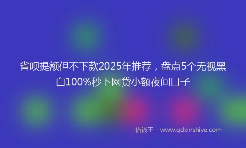 省呗提额但不下款2025年推荐，盘点5个无视黑白100%秒下网贷小额夜间口子