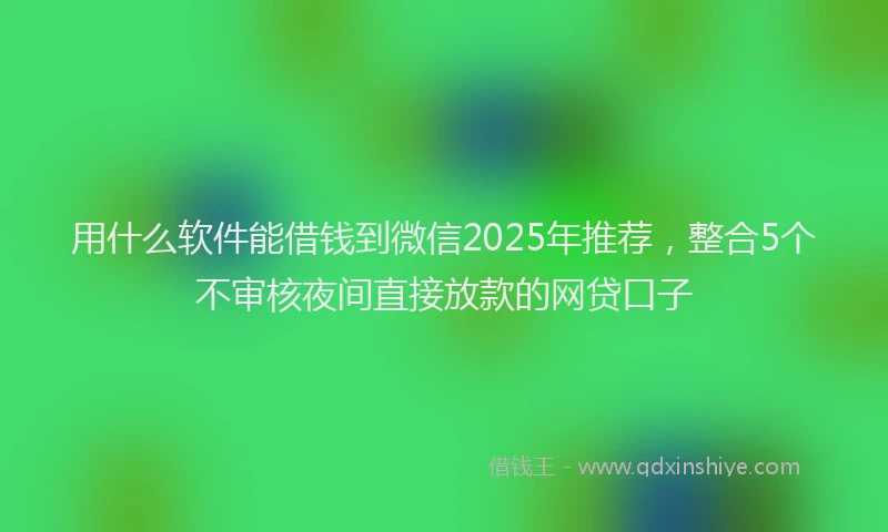 用什么软件能借钱到微信2025年推荐，整合5个不审核夜间直接放款的网贷口子