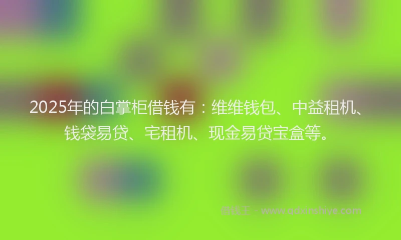 2025年的白掌柜借钱有：维维钱包、中益租机、钱袋易贷、宅租机、现金易贷宝盒等。