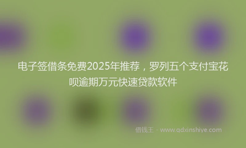 电子签借条免费2025年推荐，罗列五个支付宝花呗逾期万元快速贷款软件