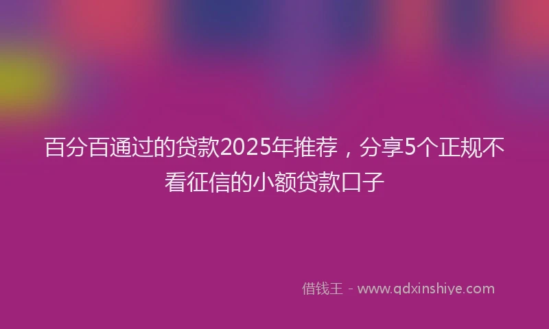 百分百通过的贷款2025年推荐，分享5个正规不看征信的小额贷款口子