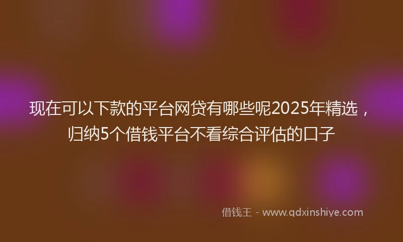 现在可以下款的平台网贷有哪些呢2025年精选，归纳5个借钱平台不看综合评估的口子