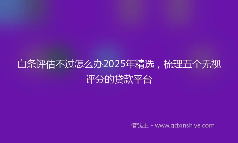 白条评估不过怎么办2025年精选，梳理五个无视评分的贷款平台
