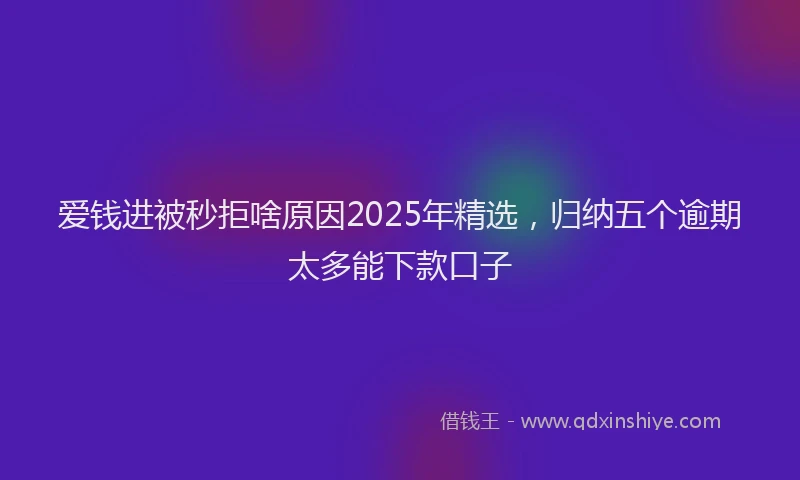 爱钱进被秒拒啥原因2025年精选，归纳五个逾期太多能下款口子