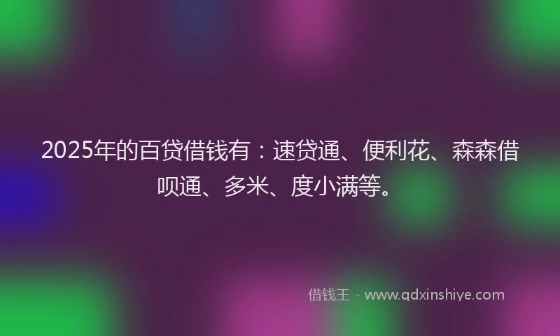 2025年的百贷借钱有：速贷通、便利花、森森借呗通、多米、度小满等。