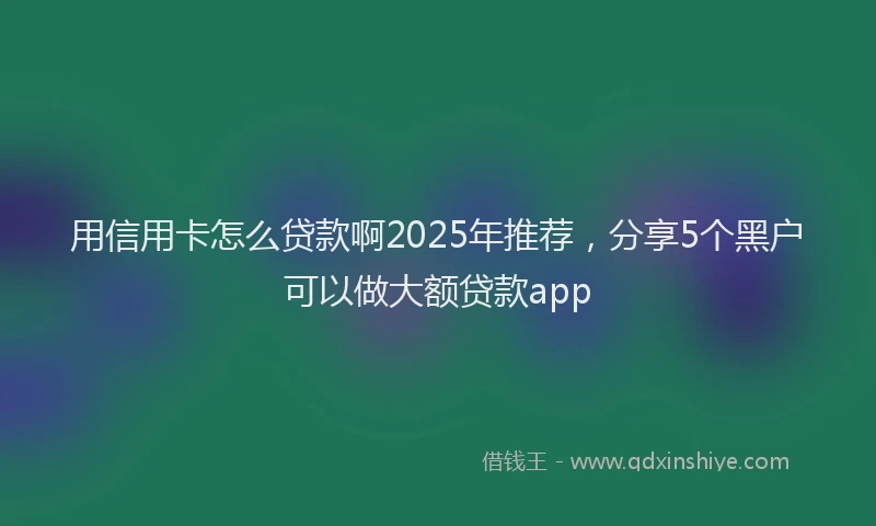用信用卡怎么贷款啊2025年推荐，分享5个黑户可以做大额贷款app