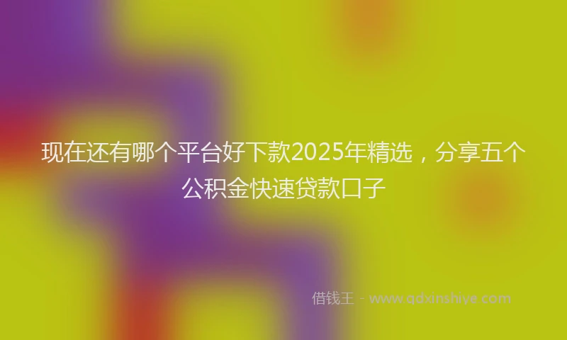 现在还有哪个平台好下款2025年精选，分享五个公积金快速贷款口子