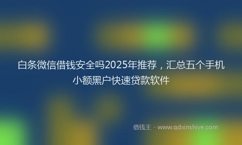 白条微信借钱安全吗2025年推荐，汇总五个手机小额黑户快速贷款软件