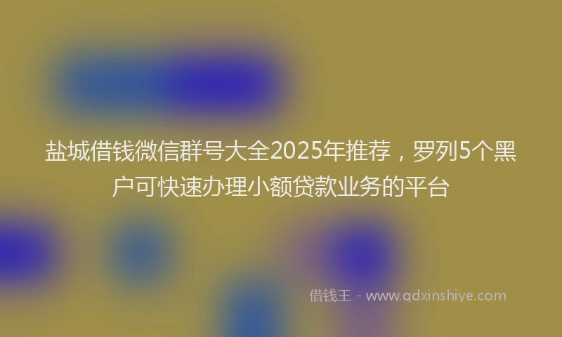盐城借钱微信群号大全2025年推荐，罗列5个黑户可快速办理小额贷款业务的平台