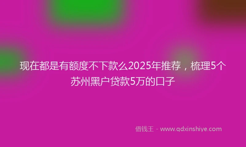 现在都是有额度不下款么2025年推荐，梳理5个苏州黑户贷款5万的口子