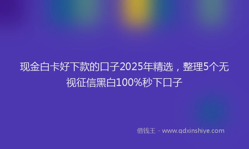 现金白卡好下款的口子2025年精选，整理5个无视征信黑白100%秒下口子