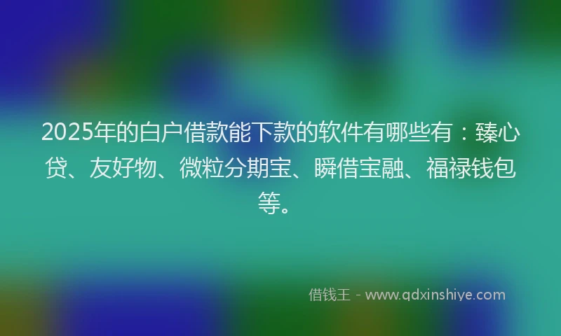 2025年的白户借款能下款的软件有哪些有：臻心贷、友好物、微粒分期宝、瞬借宝融、福禄钱包等。
