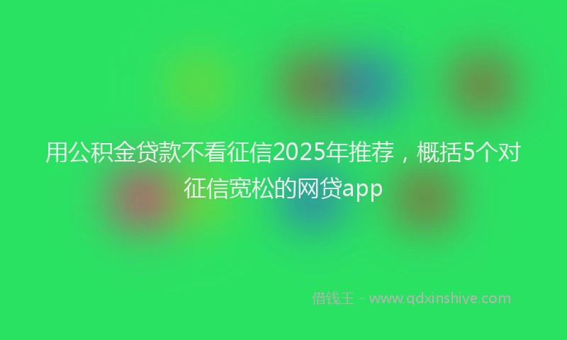 用公积金贷款不看征信2025年推荐，概括5个对征信宽松的网贷app