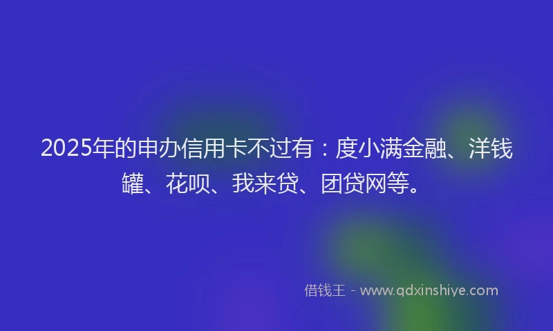 2025年的申办信用卡不过有：度小满金融、洋钱罐、花呗、我来贷、团贷网等。