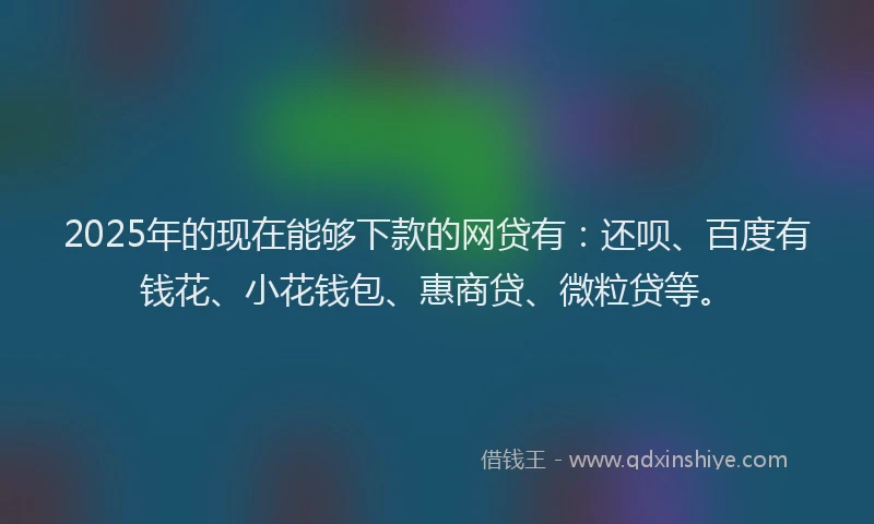 2025年的现在能够下款的网贷有：还呗、百度有钱花、小花钱包、惠商贷、微粒贷等。