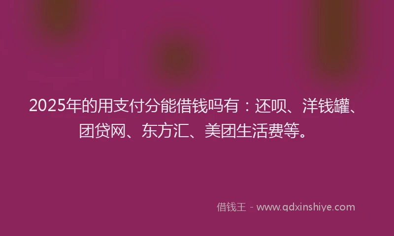 2025年的用支付分能借钱吗有：还呗、洋钱罐、团贷网、东方汇、美团生活费等。