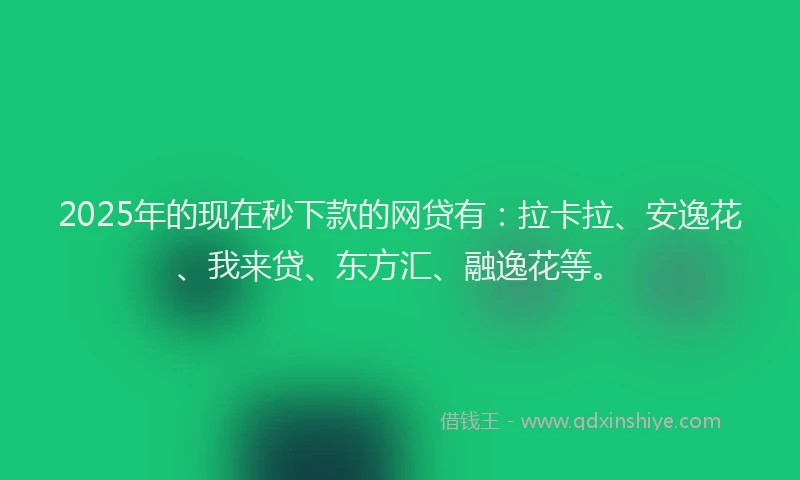 2025年的现在秒下款的网贷有：拉卡拉、安逸花、我来贷、东方汇、融逸花等。