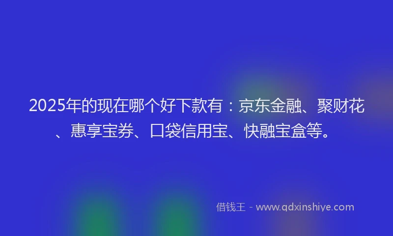 2025年的现在哪个好下款有：京东金融、聚财花、惠享宝券、口袋信用宝、快融宝盒等。