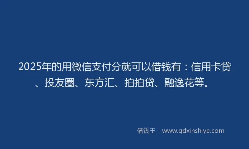 2025年的用微信支付分就可以借钱有：信用卡贷、投友圈、东方汇、拍拍贷、融逸花等。