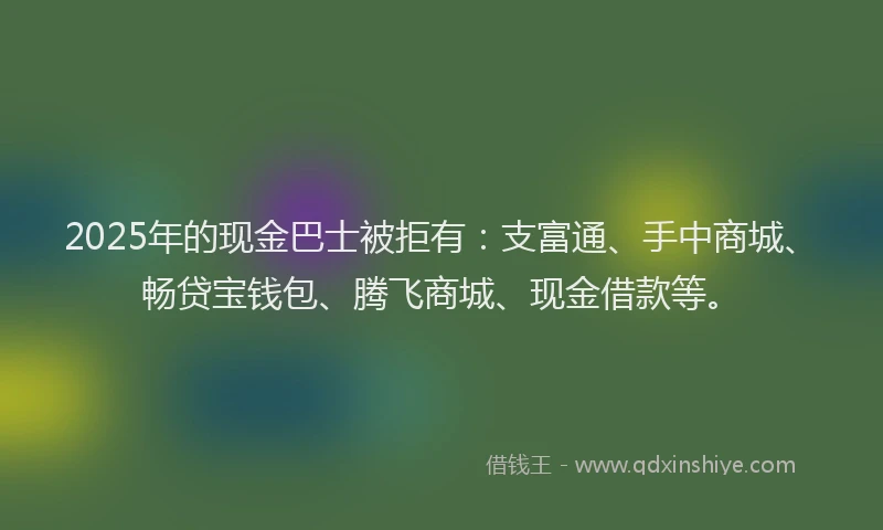 2025年的现金巴士被拒有：支富通、手中商城、畅贷宝钱包、腾飞商城、现金借款等。