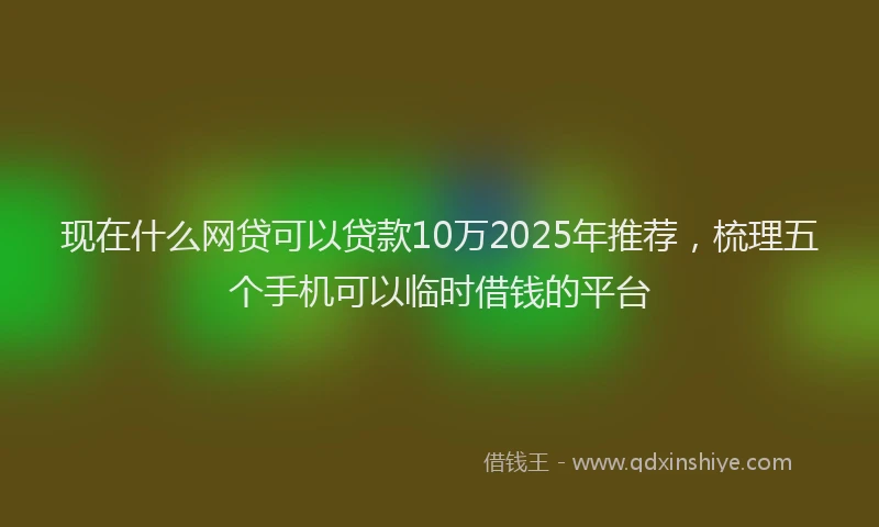 现在什么网贷可以贷款10万2025年推荐，梳理五个手机可以临时借钱的平台