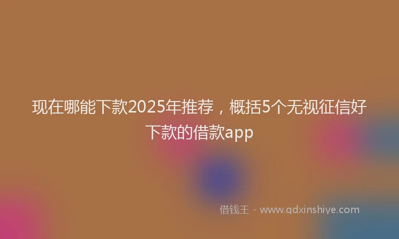 现在哪能下款2025年推荐，概括5个无视征信好下款的借款app