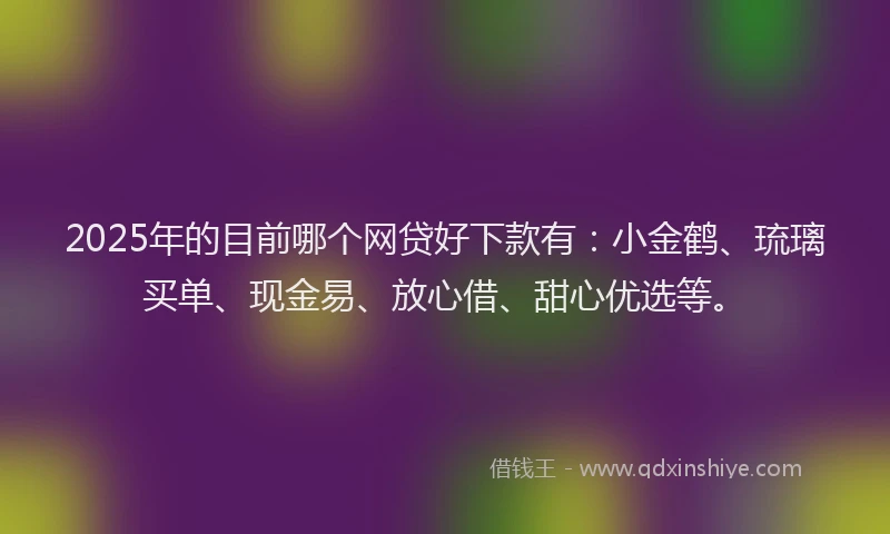 2025年的目前哪个网贷好下款有：小金鹤、琉璃买单、现金易、放心借、甜心优选等。