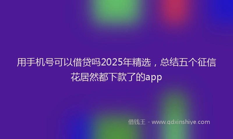 用手机号可以借贷吗2025年精选，总结五个征信花居然都下款了的app