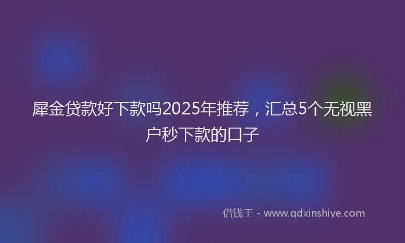 犀金贷款好下款吗2025年推荐，汇总5个无视黑户秒下款的口子
