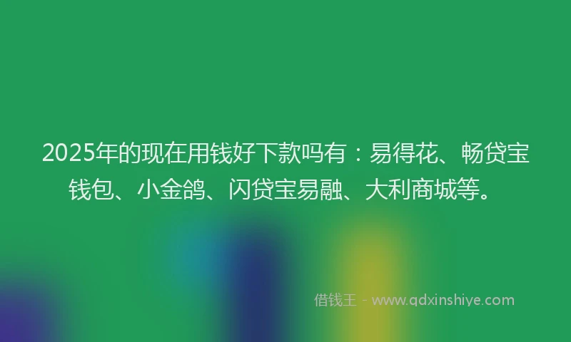 2025年的现在用钱好下款吗有：易得花、畅贷宝钱包、小金鸽、闪贷宝易融、大利商城等。