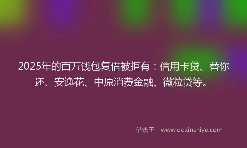 2025年的百万钱包复借被拒有：信用卡贷、替你还、安逸花、中原消费金融、微粒贷等。