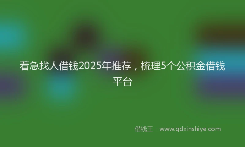 着急找人借钱2025年推荐，梳理5个公积金借钱平台