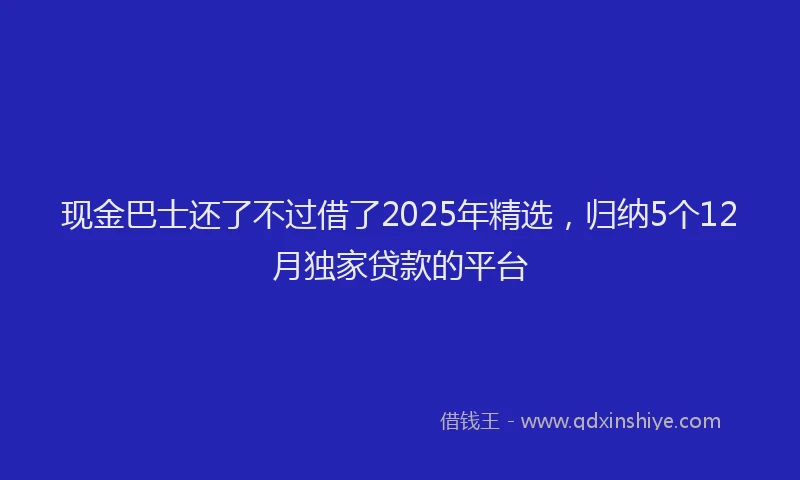现金巴士还了不过借了2025年精选，归纳5个12月独家贷款的平台
